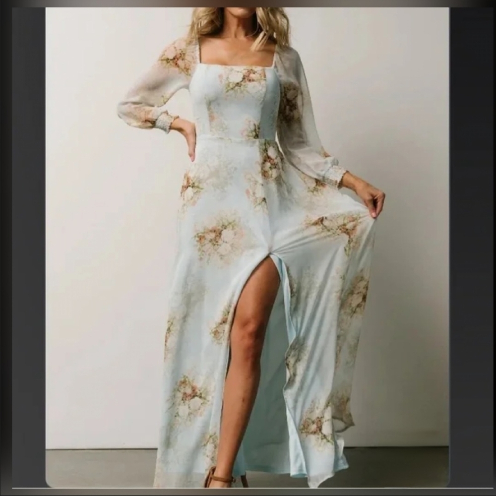 Baltic Born Giselle Maxo Dress In Vintage Blue Floral Size Large